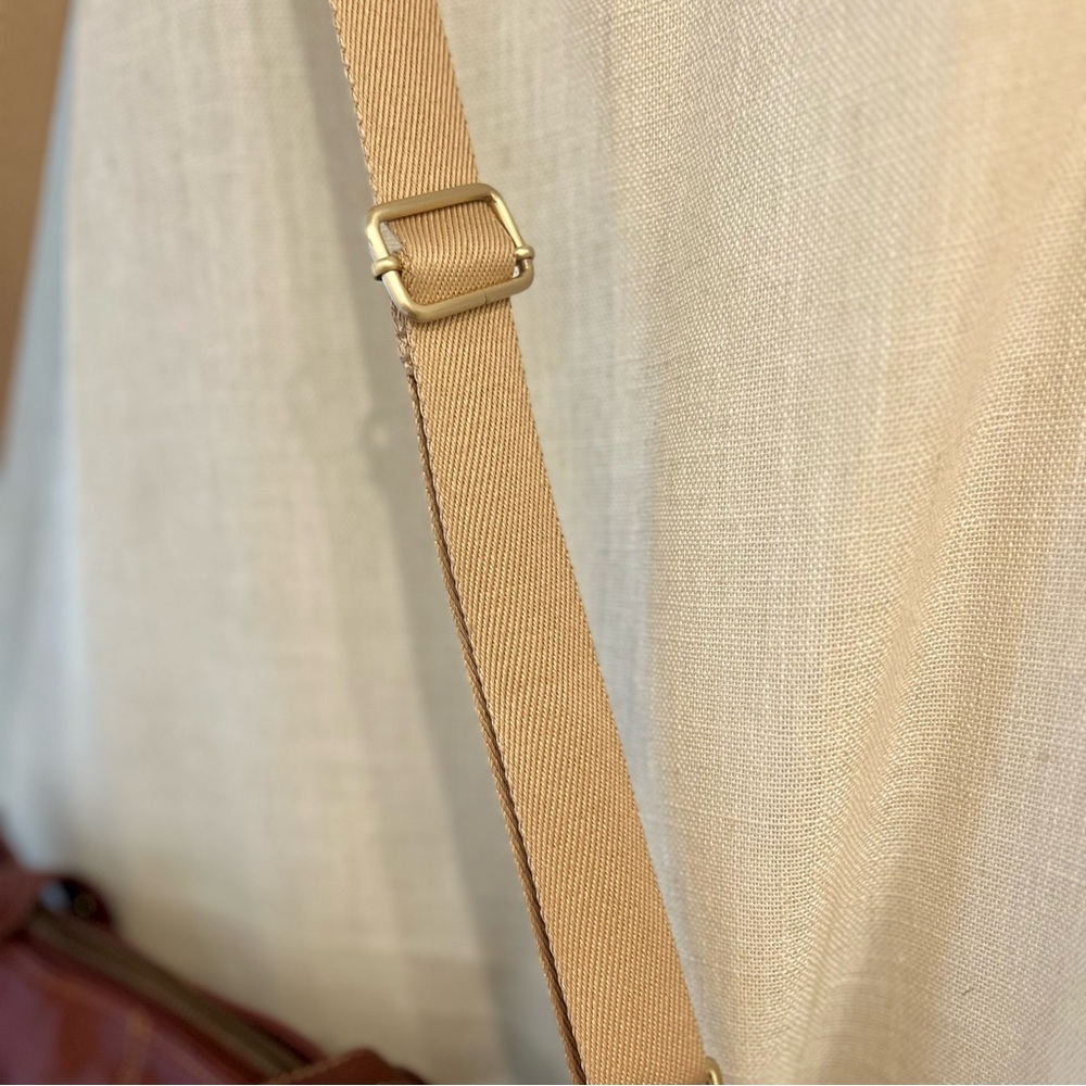 Cognac Genuine Leather Crossbody Satchel | Vintage Style Work Tote - Picture 6 of 12